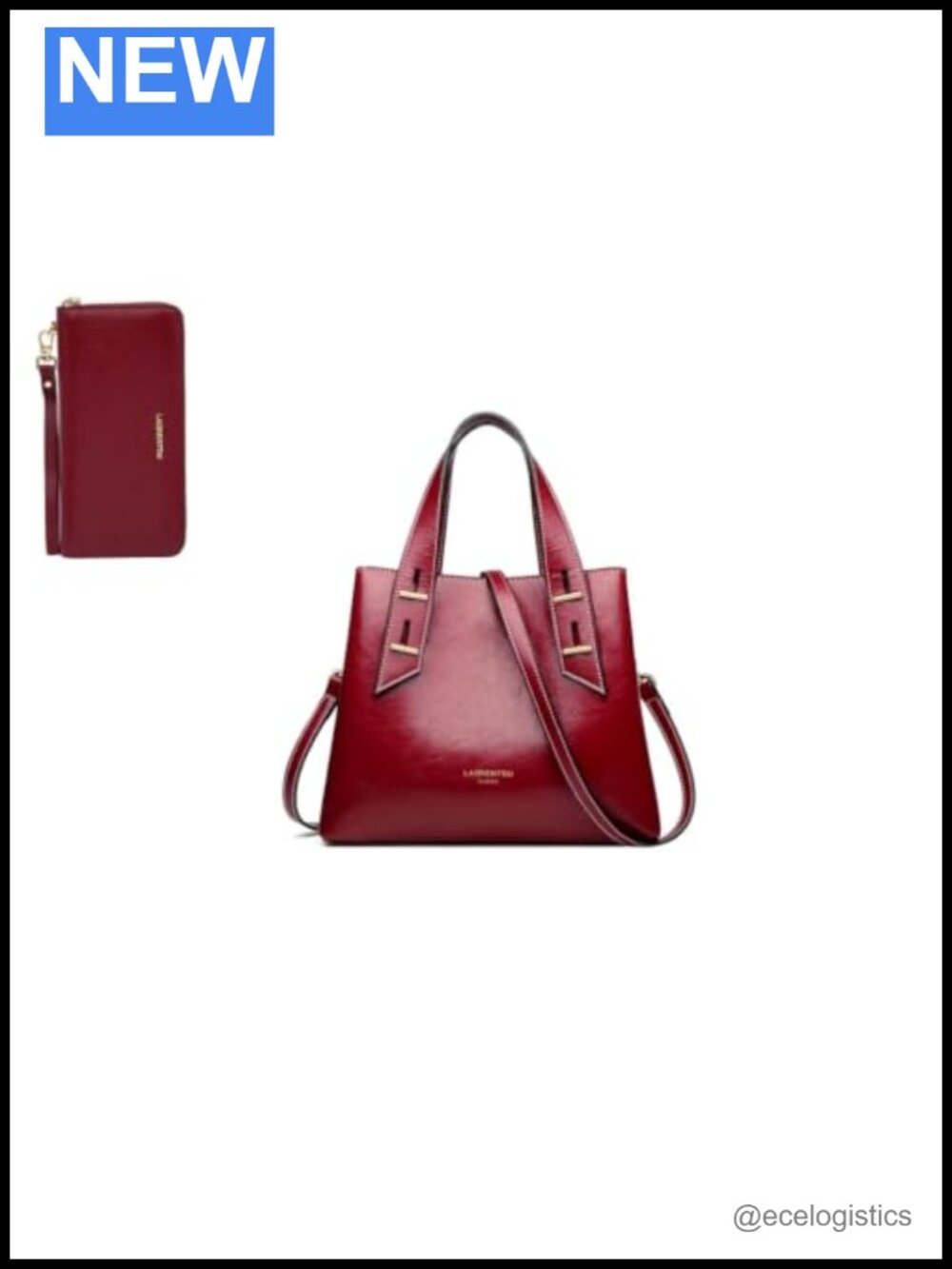 Genuine Leather Crossbody Satchel Handbag with Wristlet